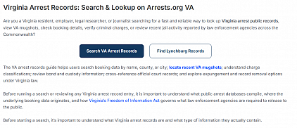 virginiaarrests.co homepage